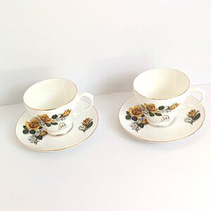 Bone China Pollyanna Celebratory 50th Golden Anniversary Cup and Saucer Set